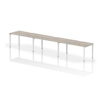 Evolve Plus 1600mm Single Row 3 Person Desk Grey Oak Top White Frame