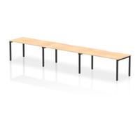 Evolve Plus 1600mm Single Row 3 Person Office Bench Desk Maple Top Black Frame