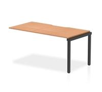 Evolve Plus 1600mm Single Row Bench Desk Ext Kit Oak Top Black Frame