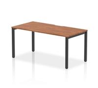 Evolve Plus 1600mm Single Starter Office Bench Desk Walnut Top Black Frame