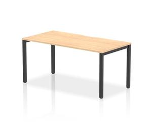 Evolve Plus 1600mm Single Starter Office Bench Desk Maple Top Black Frame