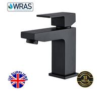 EVOLVE Solo Monobloc Basin Mixer Tap with Click Clack Waste - Solid Brass Bathroom Sink Tap - Chrome, Matt Black & Brushed Brass Finish (Black)