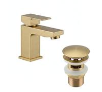 EVOLVE Solo Monobloc Basin Mixer Tap with Click Clack Waste - Solid Brass Bathroom Sink Tap - Chrome, Matt Black & Brushed Brass Finish (Black)