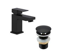 EVOLVE Solo Monobloc Basin Mixer Tap with Click Clack Waste - Solid Brass Bathroom Sink Tap - Chrome, Matt Black & Brushed Brass Finish (Brushed Brass)