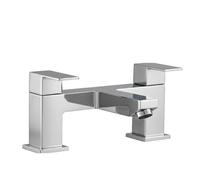EVOLVE Solo Waterfall Bath Filler Tap - Deck Mounted Bridge Mixer | Square Twin Lever | Chrome, Matt Black & Brushed Brass Finish (Chrome)