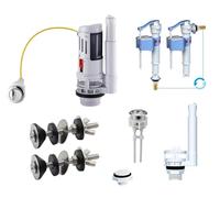 EVOLVE Universal Dual Flush Valve with Push Button, Bottom or Side Entry Cistern Spare Pack Complet Mechanism Kit WRAS Approved