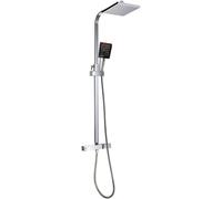 EVOLVE WRAS Approved Square Thermostatic Shower Mixer Valve with 8" Overhead Rainfall Exposed Shower Column and Handheld Shower System