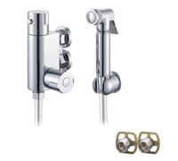 EVOLVE WRAS Approved Thermostatic Chrome Plated Brass Bidet Douche Spray Toilet, Bidet Shattaf Bathroom Thermostatic Round Bidet Douche Kit Muslim Spray with Easy Fixing Kit