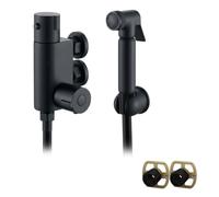 EVOLVE WRAS Approved Thermostatic Matt Black Brass Bidet Douche Spray Toilet, Bidet Shattaf Bathroom Thermostatic Round Bidet Douche Kit Muslim Spray with Easy Fixing Kit