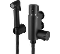 EVOLVE WRAS Approved Thermostatic Matt Black Brass Bidet Douche Spray Toilet, Bidet Shattaf Spray Bathroom Thermostatic Round Bidet Douche Kit Muslim Spray with Easy Fixing Kit