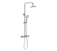 EVOLVE WRAS Approved Thermostatic Shower Mixer, Constant Safe Temperature Control, No Scalding or Cold Shocks, Luxury Chrome Shower Rail with Rainfall Head, Anti-Kink Hose, Easy Install