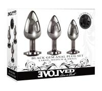 Evolved Black Gem - metal anal plug set with black gemstone (silver)