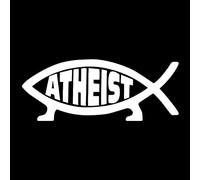EvolveFISH Atheist Fish Weatherproof Vinyl Decal - [White][5"]