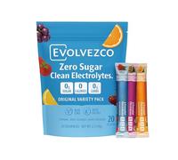 EVOLVEZCO Electrolyte Drink Mix - Sugar-Free Hydration Powder with 6 Electrolytes + Vitamin C & Zinc - Vegan · Non-GMO · Keto Friendly - 20 Sachets