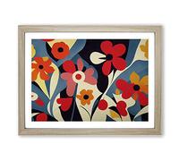 Evolving Abstract Flowers H1022 Framed Print for Living Room Bedroom Home Office Décor, Wall Art Picture Ready to Hang, Oak A4 Frame (34 x 25 cm)