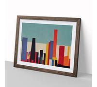 Evolving Abstract Skyscrapers H1022 Framed Print for Living Room Bedroom Home Office Décor, Wall Art Picture Ready to Hang, Walnut A2 Frame (64 x 46 cm)