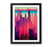 Evolving City Skyline Abstract Framed Print for Living Room Bedroom Home Office Décor, Wall Art Picture Ready to Hang, Black A2 Frame (62 x 45 cm)