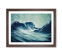Evolving Japanese Wave Framed Print | A4 Walnut Framed Wall Art | Ready to Hang | Asian Nautical Picture | Living Room Bedroom Lounge Office