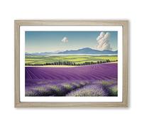 Evolving Lavender Flower Field Framed Print | A2 Oak Framed Wall Art | Ready to Hang | Modern Floral Picture | Living Room Bedroom Lounge Office