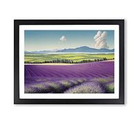 Evolving Lavender Flower Field Framed Print | A3 Black Framed Wall Art | Ready to Hang | Modern Floral Picture | Living Room Bedroom Lounge Office