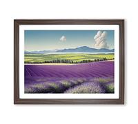 Evolving Lavender Flower Field Framed Print | A4 Walnut Framed Wall Art | Ready to Hang | Modern Floral Picture | Living Room Bedroom Lounge Office