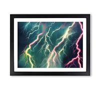Evolving Lightning Bolt Framed Print | A2 Black Framed Wall Art | Ready to Hang | Modern Landscape Picture | Living Room Bedroom Lounge Office