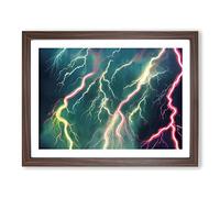 Evolving Lightning Bolt Framed Print | A4 Walnut Framed Wall Art | Ready to Hang | Modern Landscape Picture | Living Room Bedroom Lounge Office