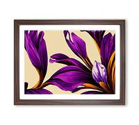 Evolving Modern Flowers Framed Print | A2 Walnut Framed Wall Art | Ready to Hang | Modern Floral Picture | Living Room Bedroom Lounge Office