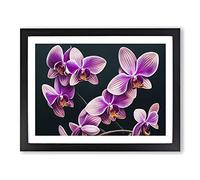 Evolving Orchid Flowers Framed Print | A4 Black Framed Wall Art | Ready to Hang | Modern Floral Picture | Living Room Bedroom Lounge Office