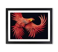Evolving Phoenix Bird BLK Framed Print | A4 Black Framed Wall Art | Ready to Hang | Modern Nature Picture | Living Room Bedroom Lounge Office
