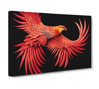 Evolving Phoenix Bird Canvas Print | Gallery Wrapped 30mm Frame Wall Art | 30x20 inches | Ready to Hang | Contemporary Animals Picture | Living Room Bedroom Lounge Office