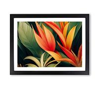 Evolving Tropical Flowers Framed Print | A3 Black Framed Wall Art | Ready to Hang | Modern Floral Picture | Living Room Bedroom Lounge Office