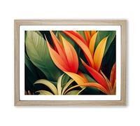 Evolving Tropical Flowers Framed Print | A3 Oak Framed Wall Art | Ready to Hang | Modern Floral Picture | Living Room Bedroom Lounge Office