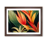 Evolving Tropical Flowers Framed Print | A4 Walnut Framed Wall Art | Ready to Hang | Modern Floral Picture | Living Room Bedroom Lounge Office