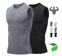 EvolvOff Compression Shirt, V Boost Men Shirt, 2025 Version Ionic Shaping Sleeveless for Men (2Pcs-E,S)