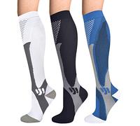 Evolyline 3 Pairs Compression Socks for Women & Men, Knee Length Medical Compression Socks for Men, Fit for Running Flying Nursing Flight Travel Sports varicose veins Promote Circulation 20-30 mmhg