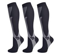 Evolyline 3 Pairs Compression Socks for Women & Men, Knee Length Medical Compression Socks Men, Fit for Running Flying Nursing Flight Travel Sports varicose veins Promote Circulation 20-30 mmhg
