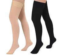 Evolyline Medical Closed Toe Thigh High Compression Stockings for Women & Men with Silicone Band, Firm 20-30 mmHg Compression Socks Graduated Support for Varicose Veins Edema Flight