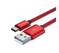 EVOMIND USB Type C Cable 2M Nylon Braided Fast Charging 3A & Sync USB C Charger Cord Compatible for Samsung Galaxy S23/ S22/ S21/ S20/ S10/ Note 20/10/9, PS5/Xbox X/S Controller etc. - 2M Red