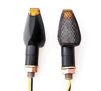 evomosa 2pcs 14 LED Mini Stalk Arrow light Motorcycle 12V Indicators Turn Signal Lights Blinker Amber Light (Black -smoke)