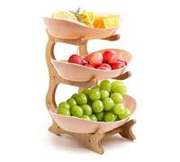 evomosa Fruit Rack with 3 Tiers, Space-Saving Fruit Basket for The Family, Stable and Without Shaking, Modern Fruit Bowl with Bamboo Upright, for Vegetables Fruit Snacks