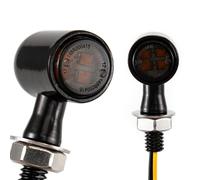 evomosa Mini Motorcycle Turn Signal Light LED Indicator Amber Side E24 Marker Lamp 12V for Custom Street Motorcycle Chopper Cruiser Scooter Cafe Racer (Black)