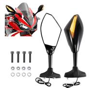 evomosa Motorcycle Side Mirrors with Front Rear LED Turn Signal Indicator Blinker kit for Motorbike