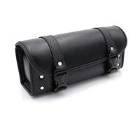evomosa Universal Motorcycle Bag PU Leather Motorbike Saddle Bag Storage Tool Pouch Roll Barrel Bag,Black