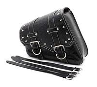 evomosa Universal Motorcycle Side Bag, PU Leather Saddlebags Waterproof Motorcycle Tool Bag -Black (Left)