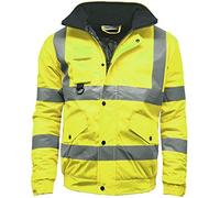 Evon Outfit Men's Workwear Safety Work 100% Polyester Oxford PU Coating Hi Vis Viz Visibility Premium Bomber Jacket (Small, Yellow)