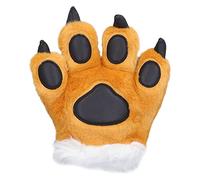 Evonecy Tiger Claw Gloves, Claw Plush Gloves Keep Warm Simulation Machine Washable for Christmas for Friends yellow