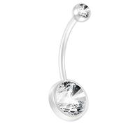 Evonix 1.6mm 14g Cubic Zirconia CZ Crystal Flexible BioFlex Belly Button Ring Piercing Navel Bar Bioplast 16mm