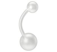 Evonix 14g 1.6mm Flexible Acrylic Banana Belly Button Ring Navel Bar Clear Plastic Retainer Keeper PTFE Invisible Bendable 8mm