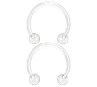 Evonix 2pc 1.2mm 16g Flexible Bioflex Circular Barbell Horseshoe Bar Septum Ring Bioplast Piercing 10mm Clear Balls